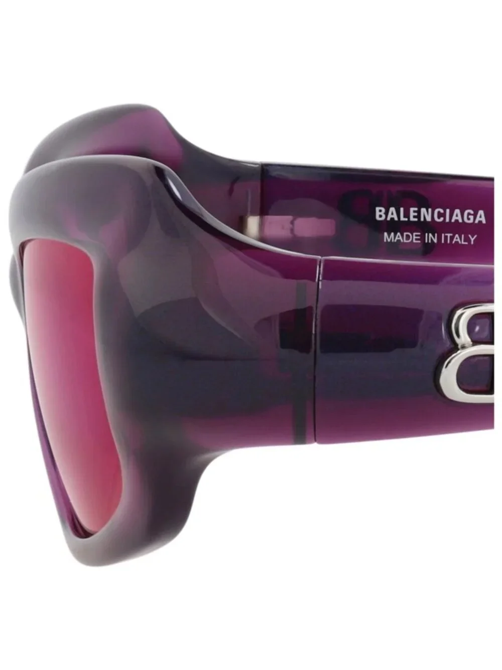 New Balenciaga Women's Sunglasses Square Rectangle Bio Injection Frame Violet
